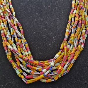 Venetian-Style Striped Cane Bead Necklace